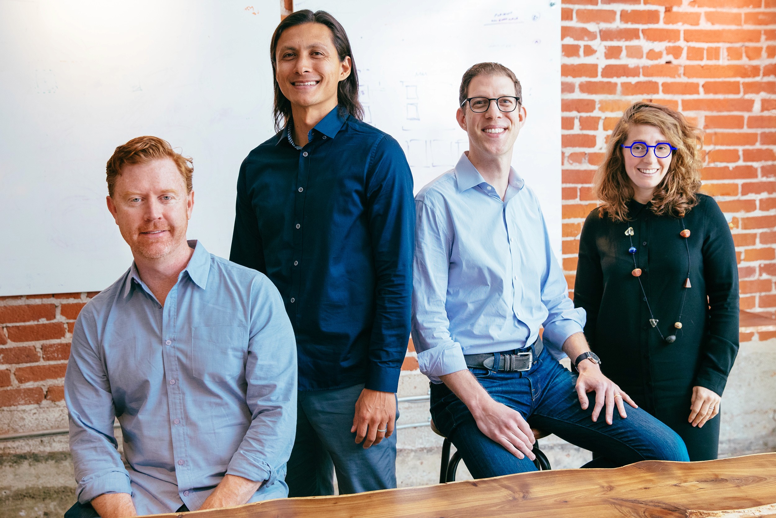 The Designer Fund team from left to right: Design Partner David Baggeroer, Managing Partner Enrique Allen, Managing Partner Ben Blumenfeld, and Design Program Manager Mamie Rheingold.