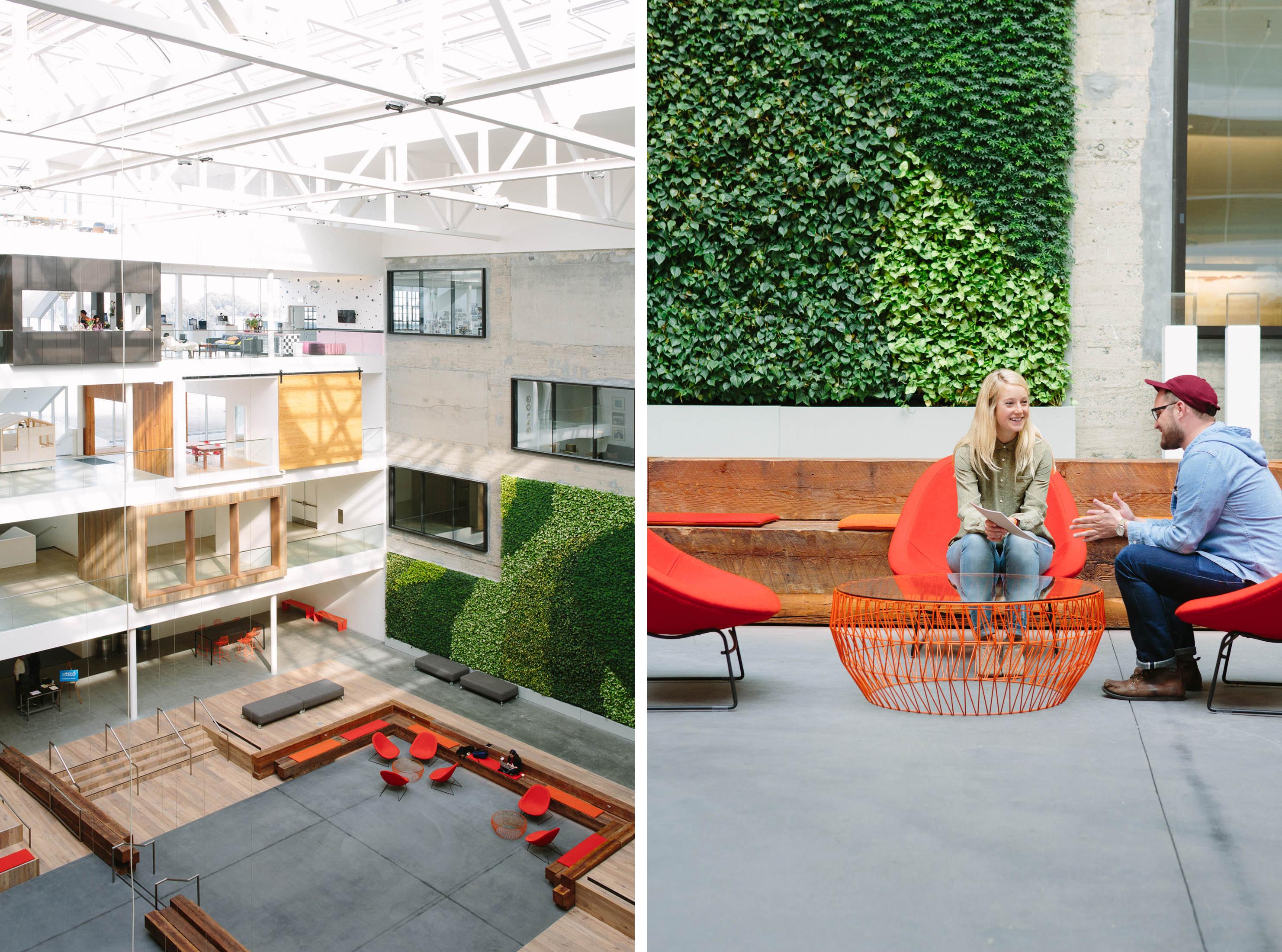Steph catches up with UI designer Brandon Lane in the atrium of Airbnb’s office. “The atrium is such a great space. I use it a lot for meetings when there are no meeting rooms available. We have lunches down there, and its also used for events and amazing happy hours.”&nbsp;Airbnb just relocated to a new space at 888 Brannan in SOMA to make room for their growth.