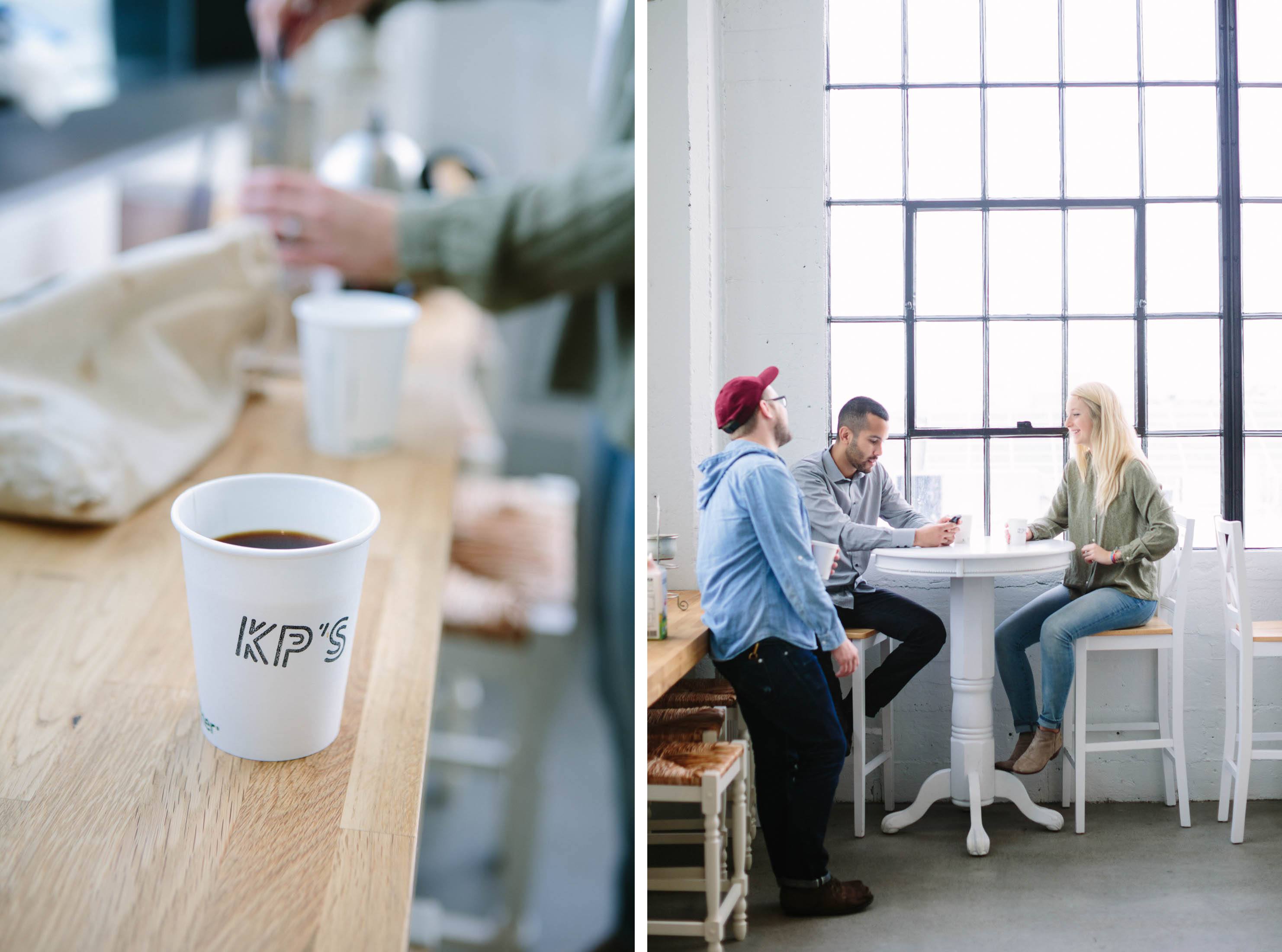 Steph grabs her morning cup of coffee at KP’s Coffee Shack inside the office. The coffee stand was started by fellow designer, Kyle Pickering, and has become a staple for the Airbnb team. She usually has a quick chat with whoever’s there. Today she gears up for work with Brandon and Experience Design Lead, Shaun Modi.