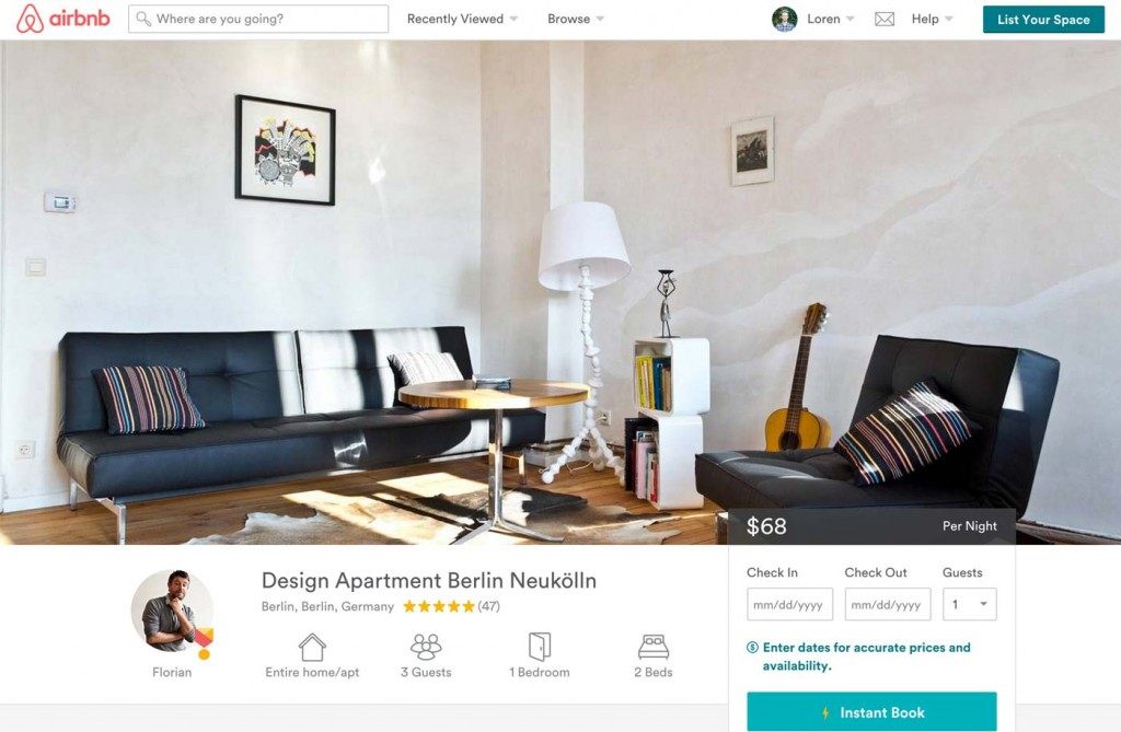 Airbnb listing in Berlin