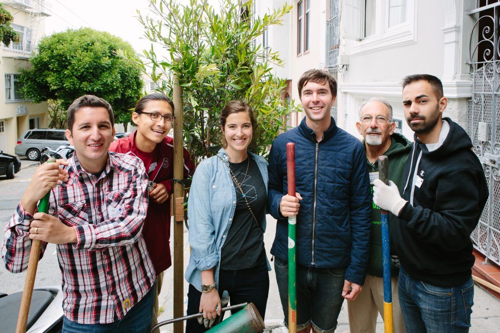 Tree planting off-site with Bridge Fellows.