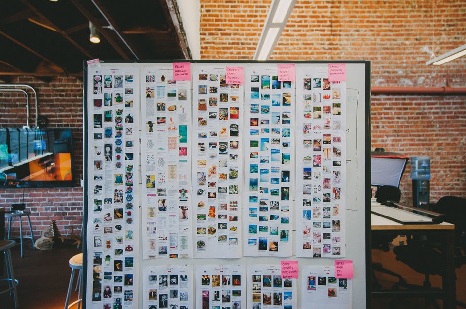 Laying out Pinterest board profiles in order to visualize different user trends.