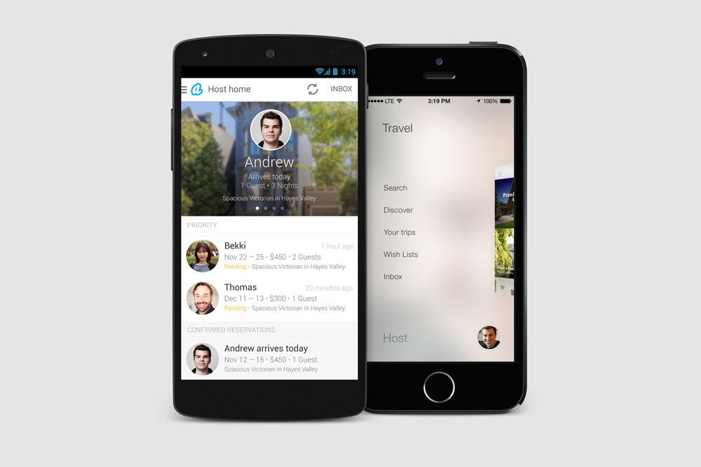 Steph led the team through the 3.0 iOS mobile redesign. Every screen of the app was updated for iOS7 and to introduce a new navigation menu style called “Airnav.” New features for hosts allow them to manage their inquiries in a “Host Home” section. The team also crafted hosting versus traveling into two different experiences in the app.
