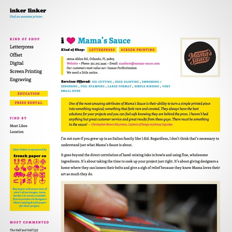     Inker Linker is a resource for finding the right printer for your job.