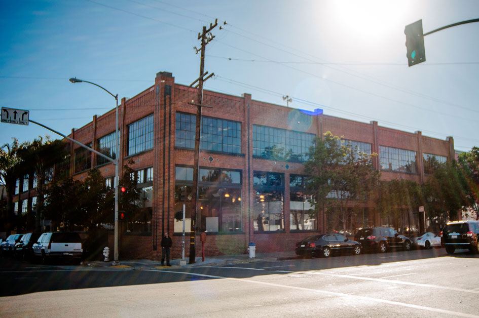 Outside the Pinterest office, where the company has just moved into a huge converted SOMA warehouse loft space.