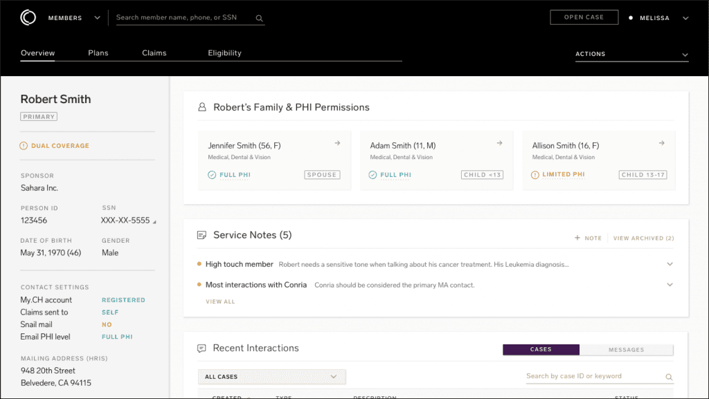 Collective Health created a member profile tool for their support team to help them give patients better and relevant resources depending on the care they require.
