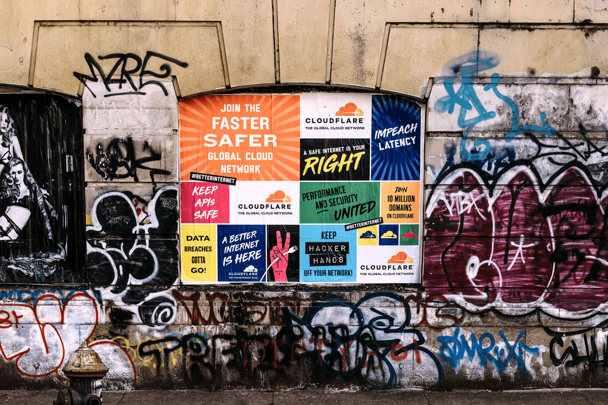 As part of Cloudflare's Better Internet campaign, Jessica and her team deployed offline placements in cities like New York and San Francisco using billboards, wildpostings, subway takeovers, and bus wraps.
