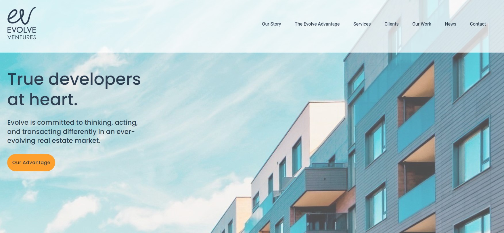 Screenshot of Evolve Ventures homepage